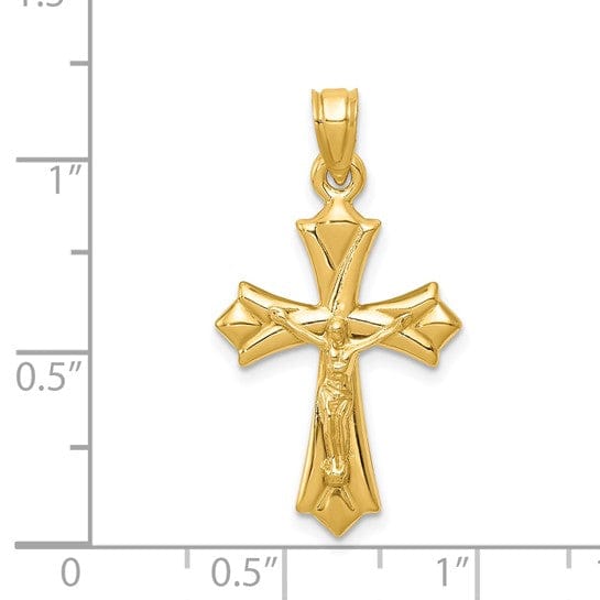 14k Yellow Gold Reversible Crucifix Cross Pendant