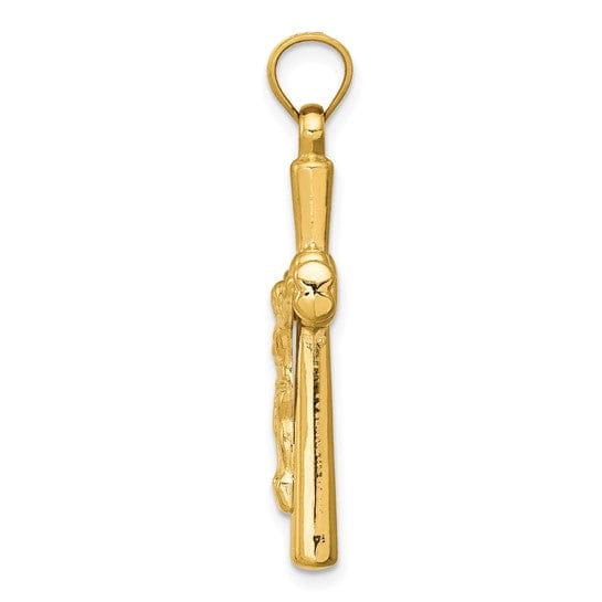 14k Yellow Gold Reversible Crucifix Cross Pendant