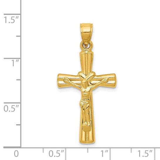 14k Yellow Gold Reversible Crucifix Cross Pendant