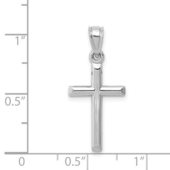 14k White Gold Hollow Cross Pendant