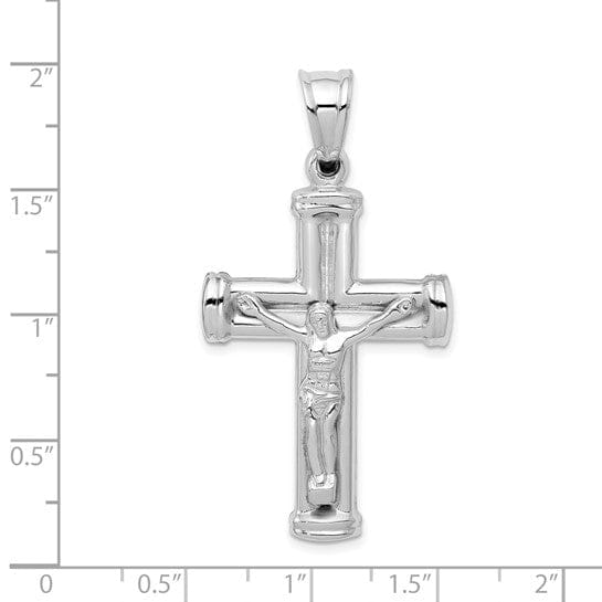 14k White Gold Reversible Crucifix Cross Pendant