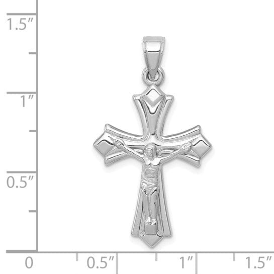 14k White Gold Reversible Crucifix Cross Pendant