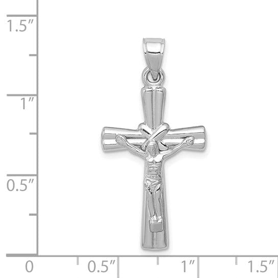 14k White Gold Reversible Crucifix Cross Pendant