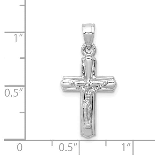 14k White Gold Reversible Crucifix Cross Pendant