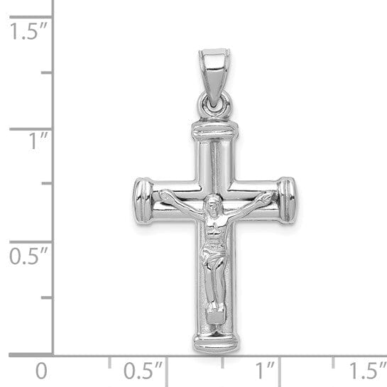 14k White Gold Reversible Crucifix Cross Pendant