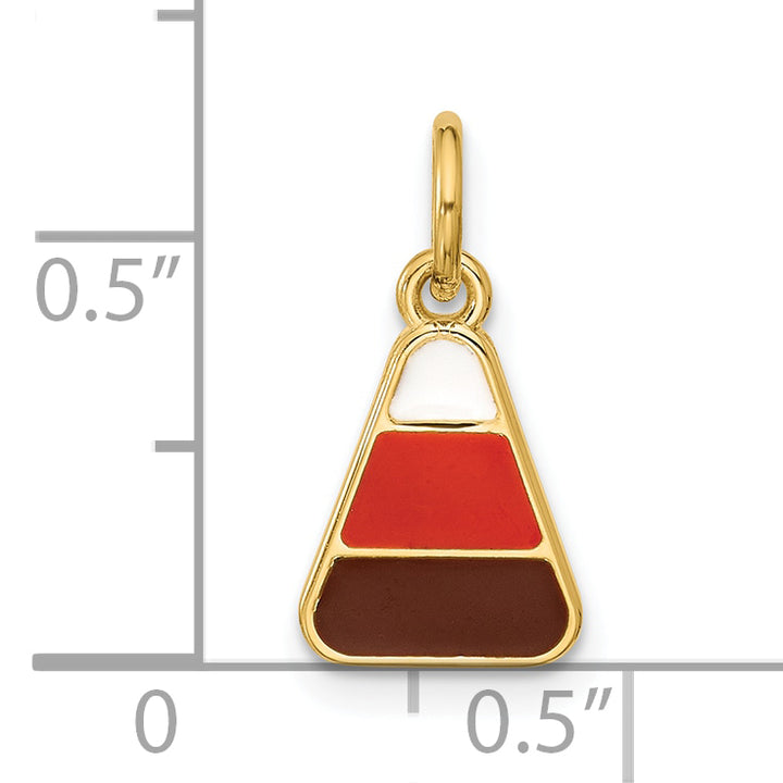 14K Yellow Gold Polished Enameled Candy Corn Pendant