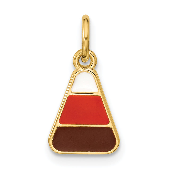 14K Yellow Gold Polished Enameled Candy Corn Pendant