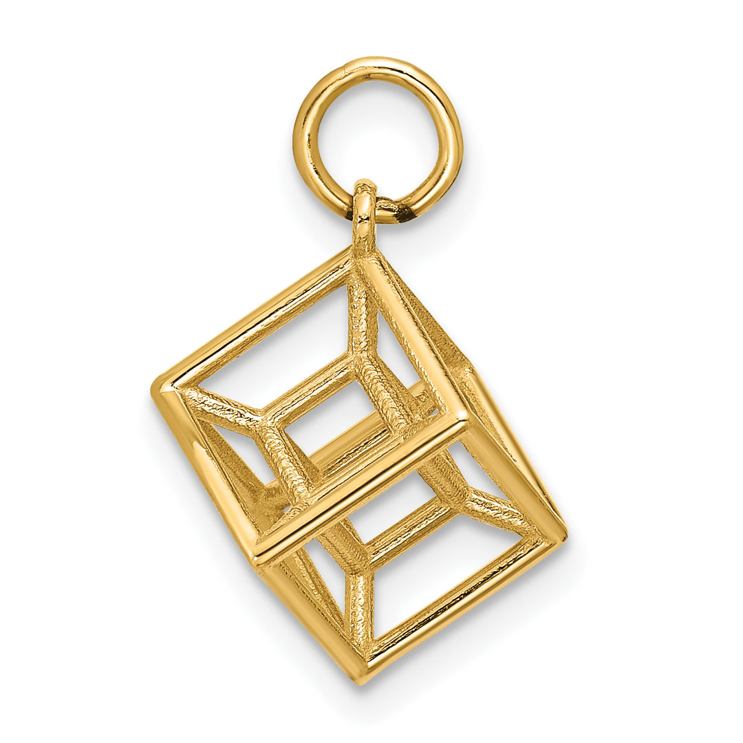 14K Yellow Gold Polished Hypercube Shape Pendant