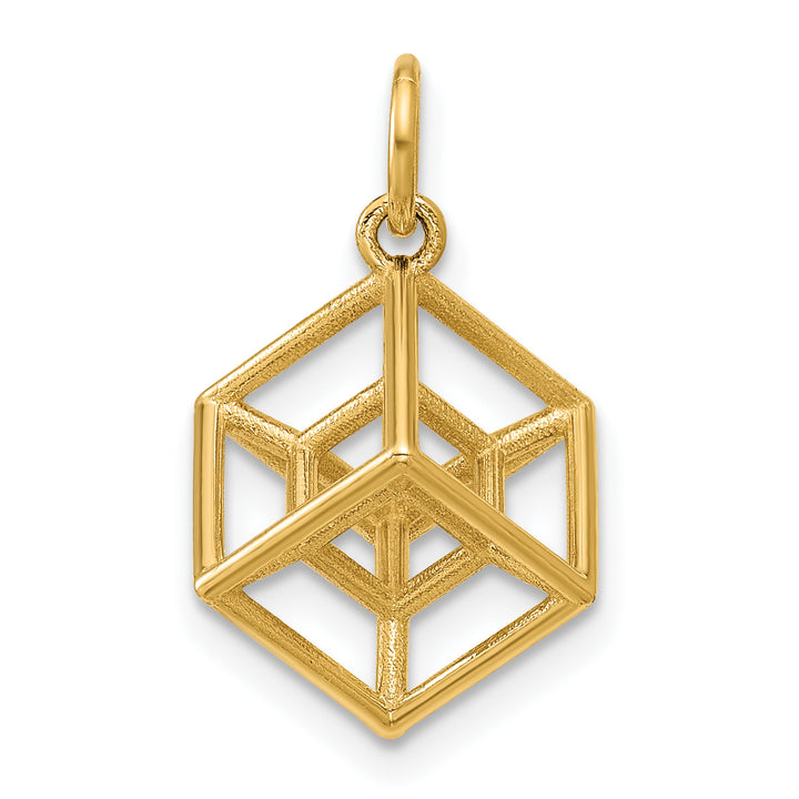 14K Yellow Gold Polished Hypercube Shape Pendant