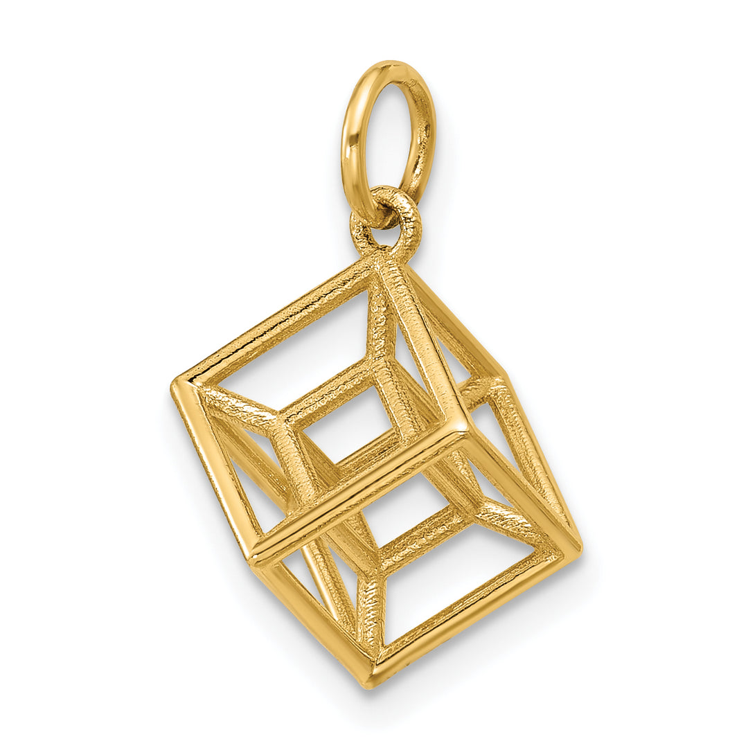 14K Yellow Gold Polished Hypercube Shape Pendant