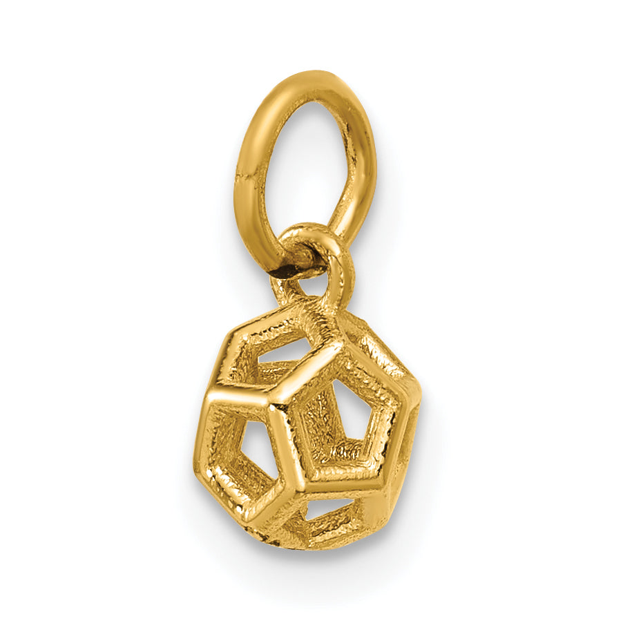 14K Yellow Gold Polished Icosahedron Shape Pendant