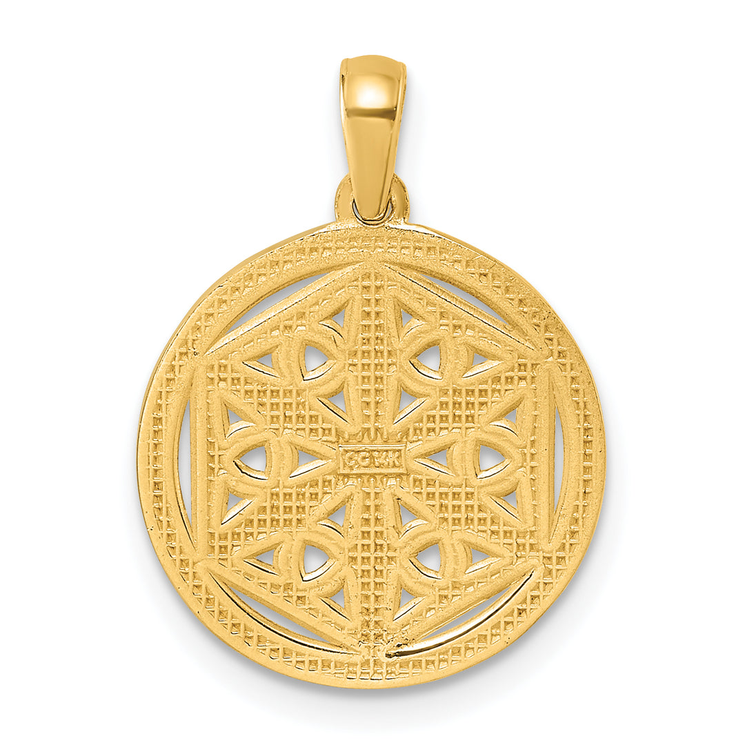 14K Yellow Gold Filigree Celtic Knot Hexagon Pendant