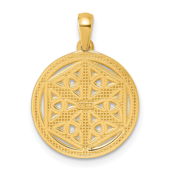 14K Yellow Gold Filigree Celtic Knot Hexagon Pendant