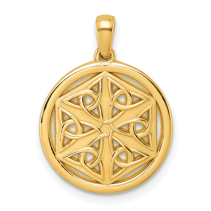 14K Yellow Gold Filigree Celtic Knot Hexagon Pendant