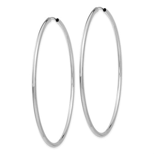 14k White Gold Polished Endless Hoop Earrings 2mm x 65mm