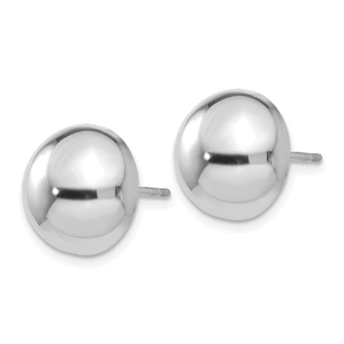 14k White Gold 12MM Half Ball Post Earrings