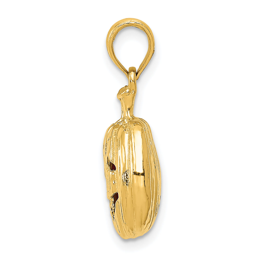 14k Yellow Gold Enameled Inside 3-D Cut-Out Jack-o-Lantern Pendant