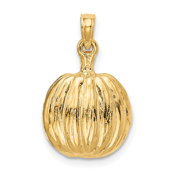 14k Yellow Gold Enameled Inside 3-D Cut-Out Jack-o-Lantern Pendant