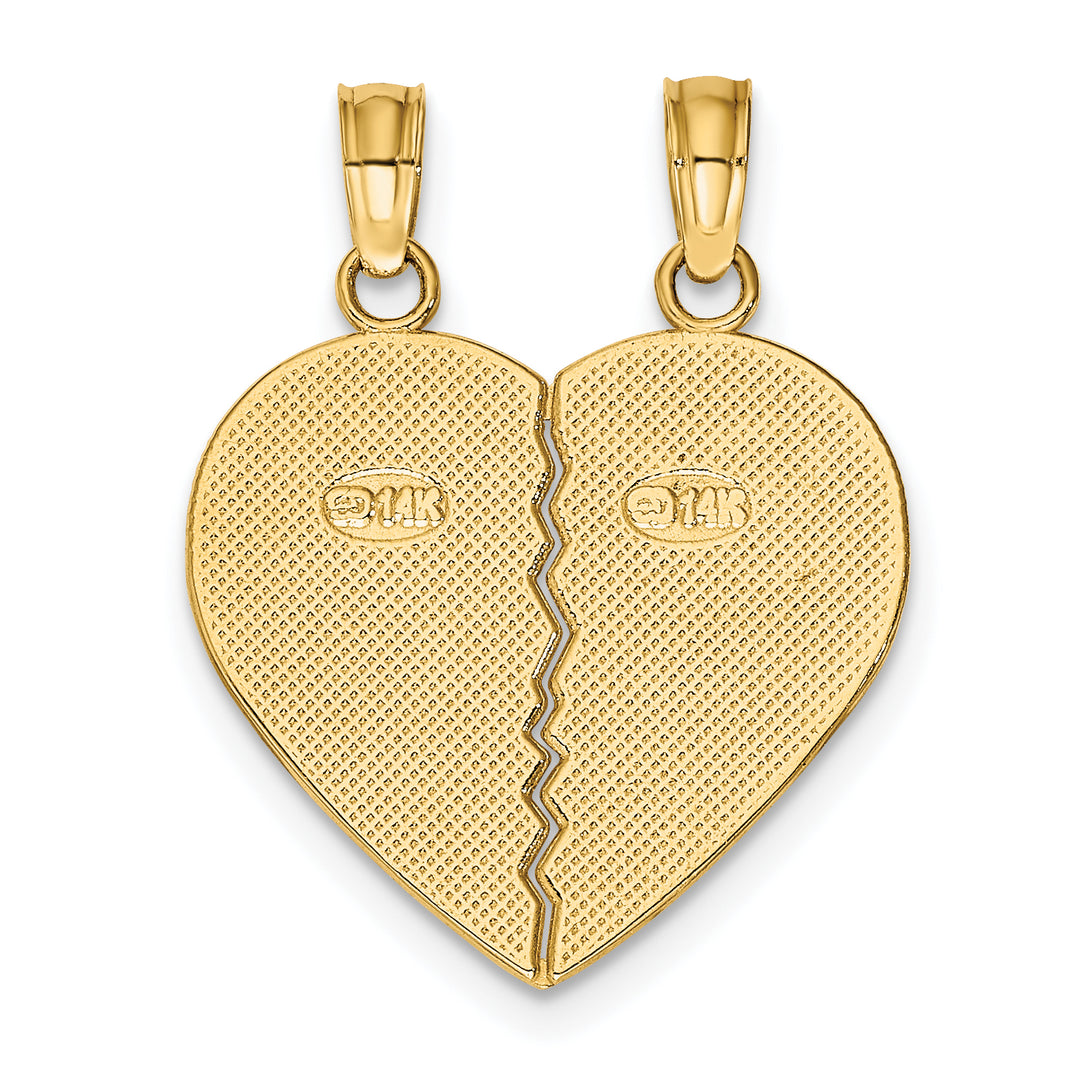 14k Yellow Gold BEST FRIENDS Break-a-part Heart Charm Pendant
