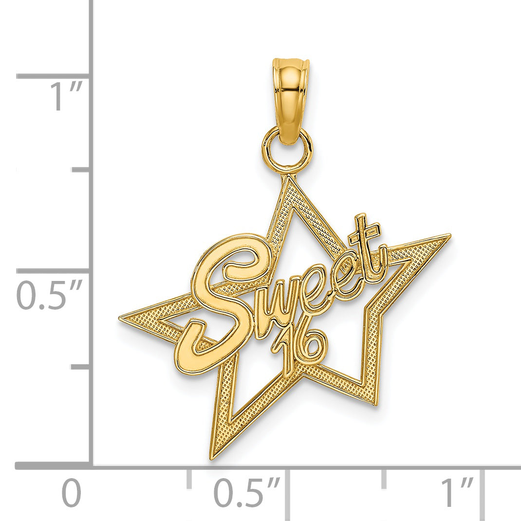 14k Yellow Gold SWEET 16 Pendant