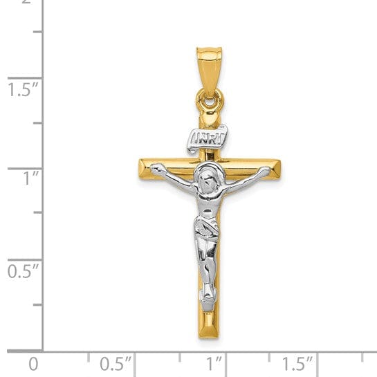 14k Two-tone Gold INRI Crucifix Pendant