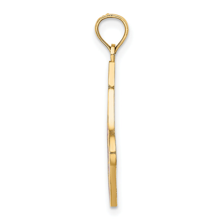 14K Yellow Gold HO HO HO Christmas Stocking Charm Pendant