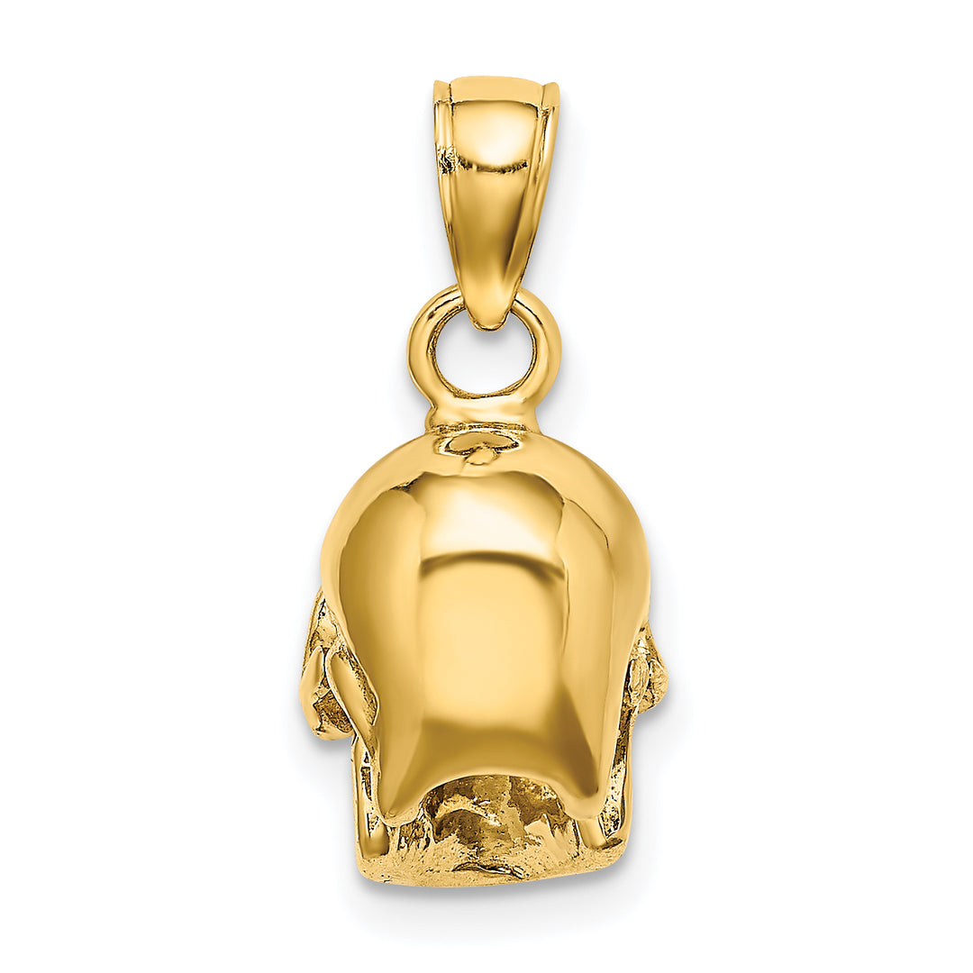 14K Yellow Gold Polished Finish 3-D Polished Skull Charm Pendant