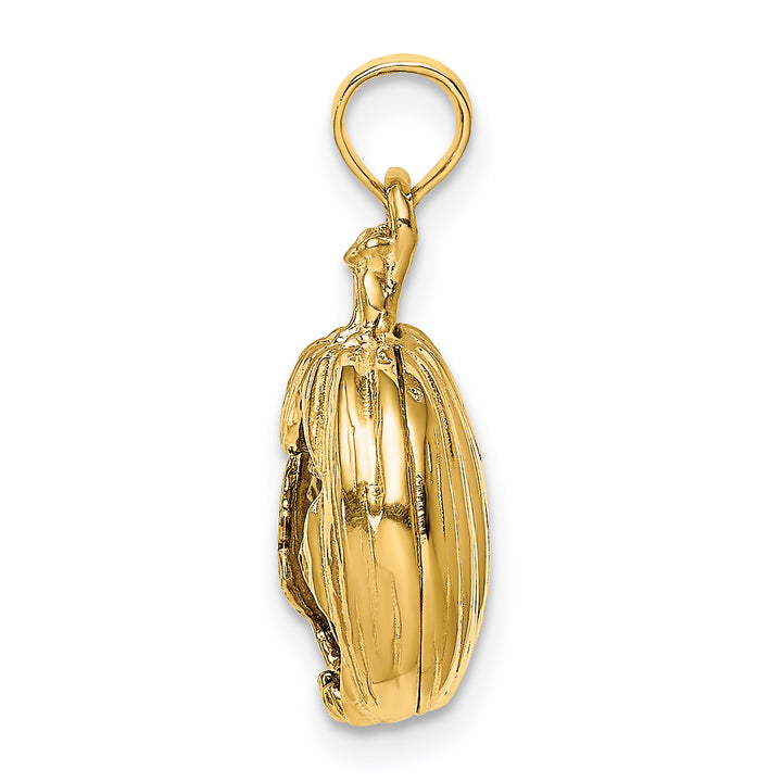 14k Yellow Gold  3-D Jack-o-Lantern with Black Cat and Moon Charm Pendant