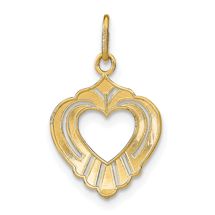 14k Yellow Gold Rhodium D.C Textured Finish Heart Pendant