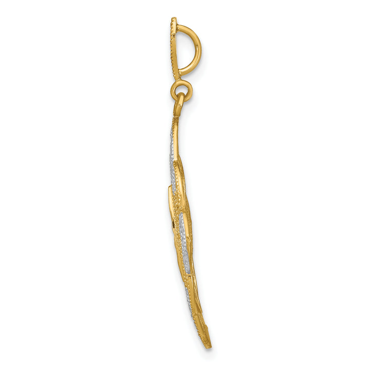 14k Yellow Gold, White Rhodium D.C Filigree Oval Pendant