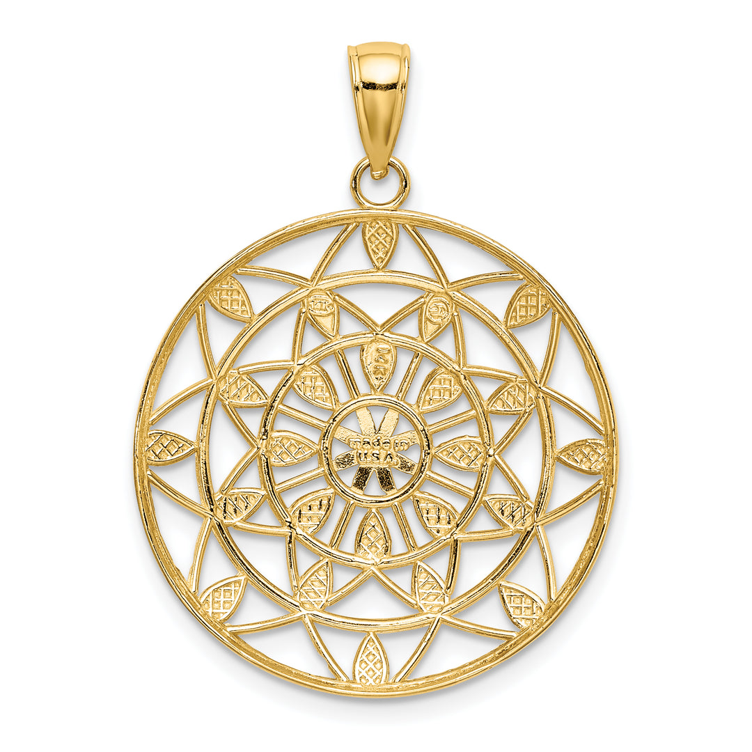 14K Yellow, White Gold D.C Filigree Medallion Pendant