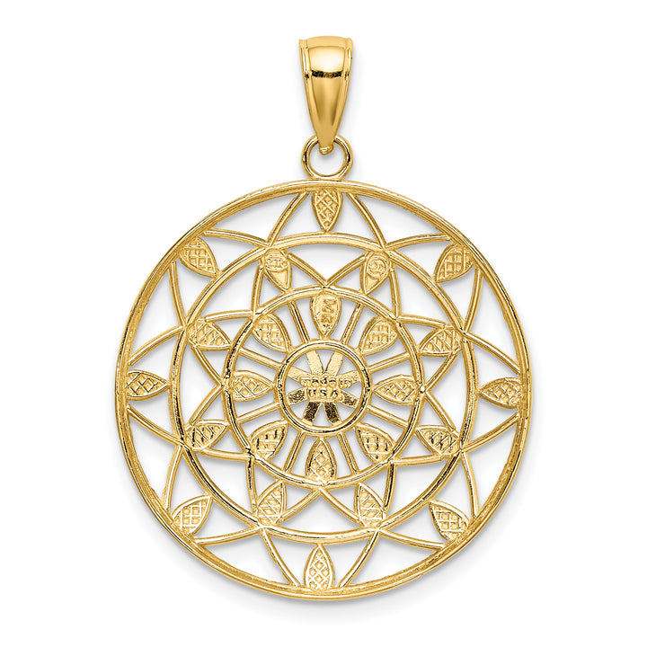 14K Yellow, White Gold D.C Filigree Medallion Pendant