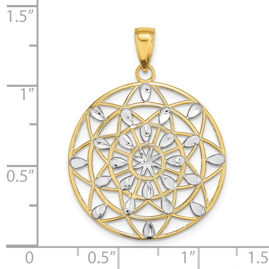 14K Yellow, White Gold D.C Filigree Medallion Pendant