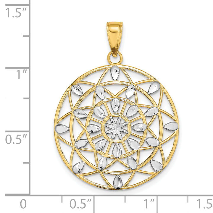 14K Yellow, White Gold D.C Filigree Medallion Pendant