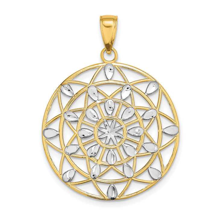 14K Yellow, White Gold D.C Filigree Medallion Pendant