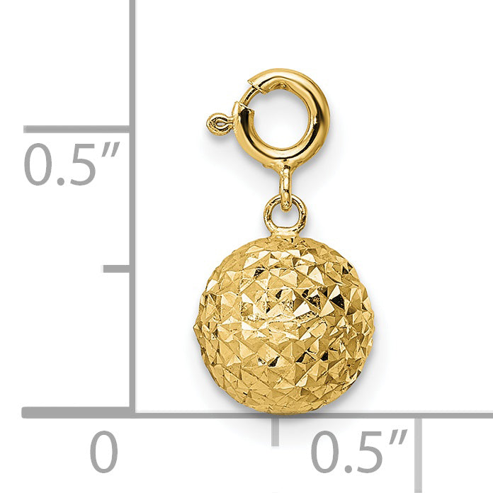 14K Yellow Gold D.C Ball with Spring Ring Clasp Charm