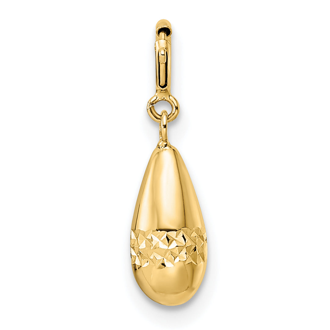 14K Yellow Gold D.C Teardrop Design with Spring Ring Clasp Charm