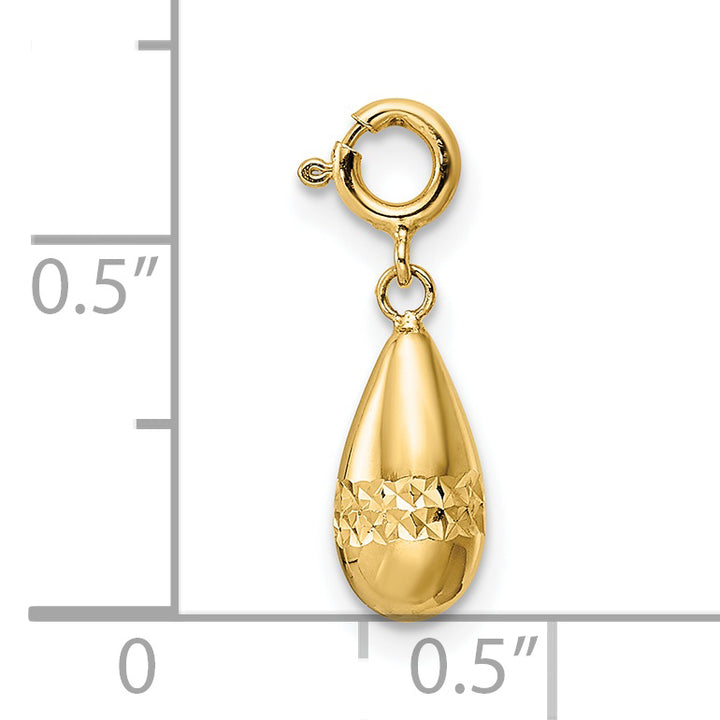 14K Yellow Gold D.C Teardrop Design with Spring Ring Clasp Charm
