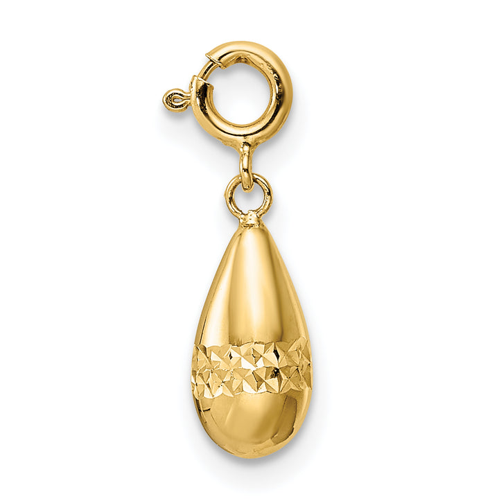 14K Yellow Gold D.C Teardrop Design with Spring Ring Clasp Charm