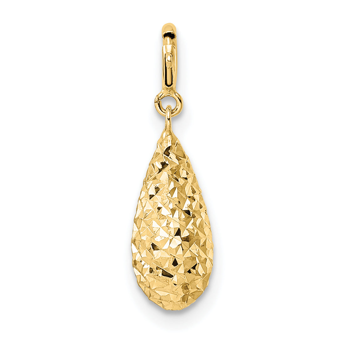 14K Yellow Gold D.C Filgree Teardrop Design with Spring Ring Clasp Charm