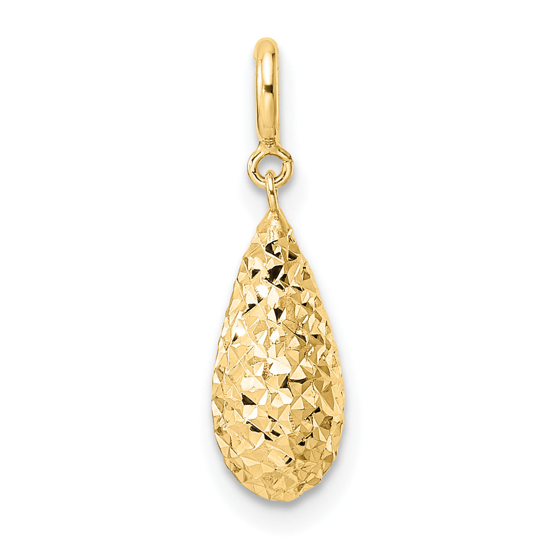 14K Yellow Gold D.C Filgree Teardrop Design with Spring Ring Clasp Charm