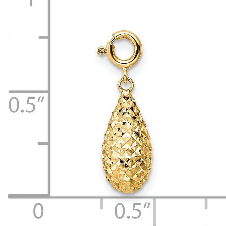 14K Yellow Gold D.C Filgree Teardrop Design with Spring Ring Clasp Charm