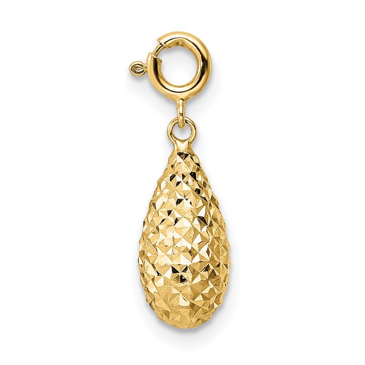 14K Yellow Gold D.C Filgree Teardrop Design with Spring Ring Clasp Charm