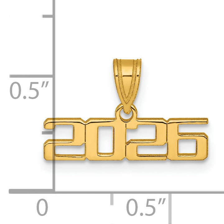 14k Yellow Gold  Horizontal Design Class Of 2026 Charm