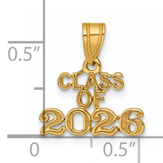 14k Yellow Gold  Block CLASS OF 2026 Charm