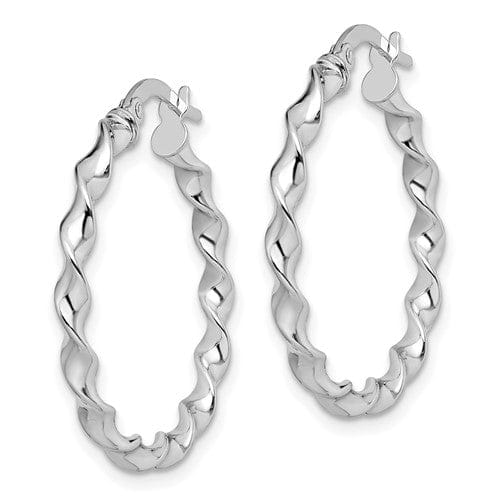 14k White Gold Polished Twisted Hoop Earrings