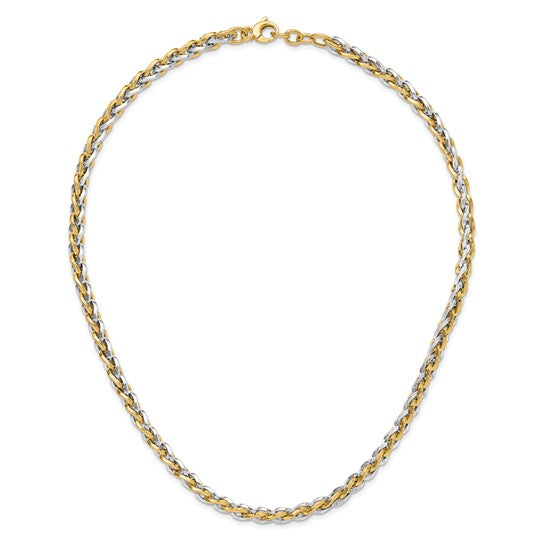 14k Two Tone Gold Fancy Link 18-Inche Necklace