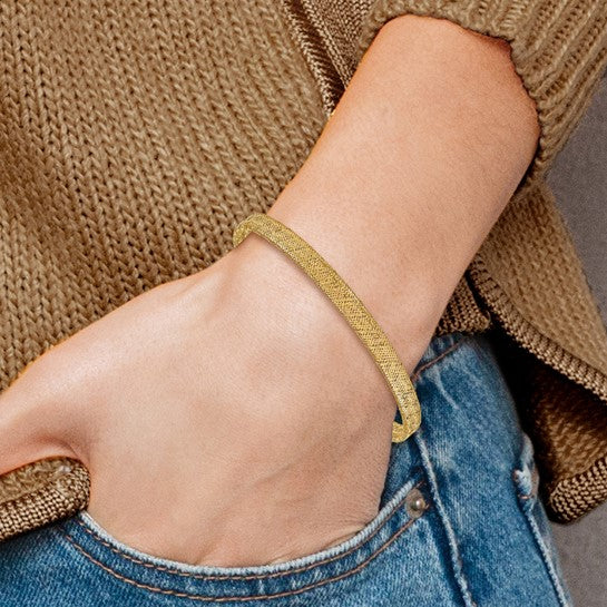 14k Yellow Gold Fancy Stretch 7.5-Inch Bangle Bracelet