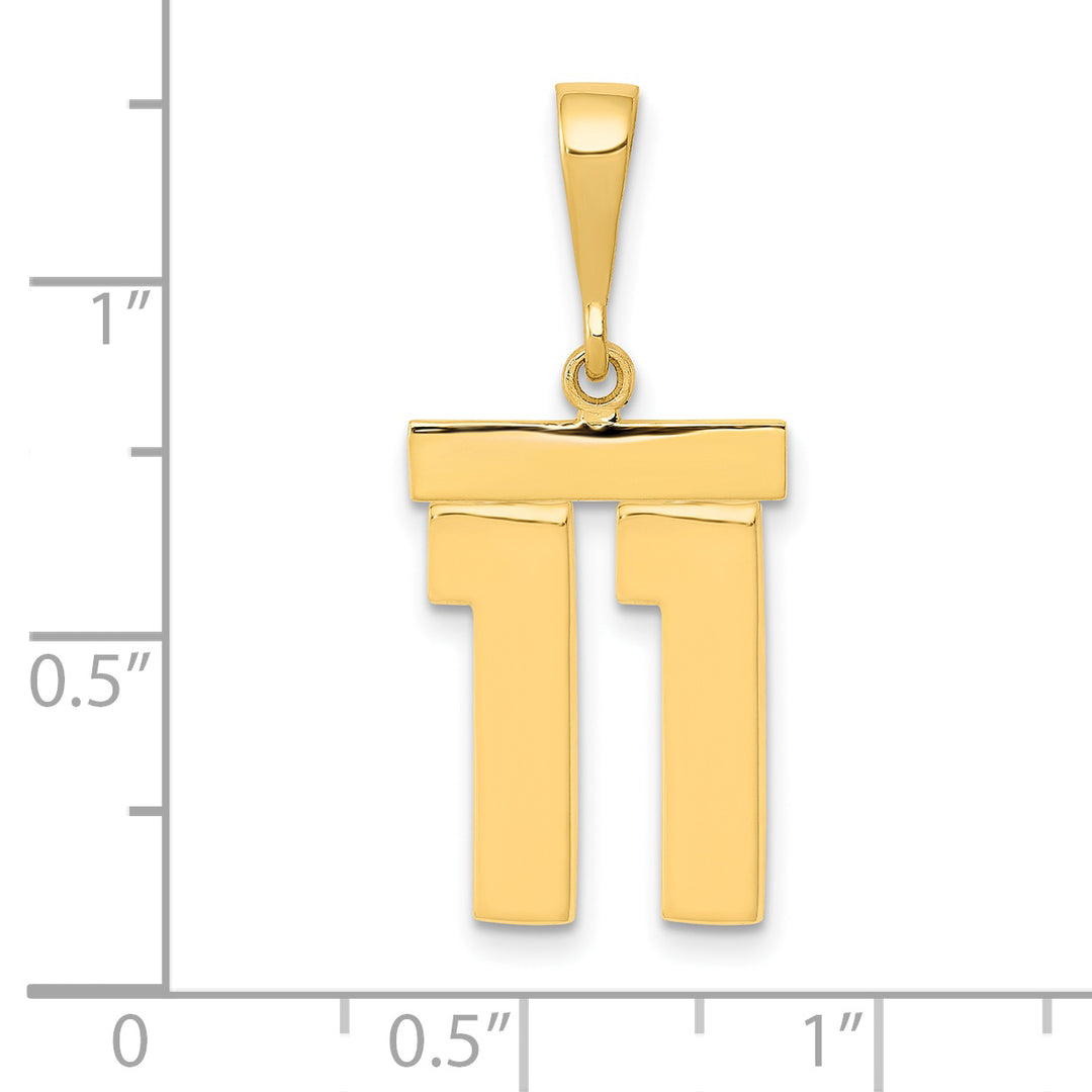 14k Yellow Gold Medium Polished Number 11 Charm