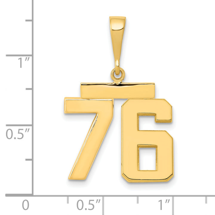 14k Yellow Gold Medium Polished Number 76 Charm